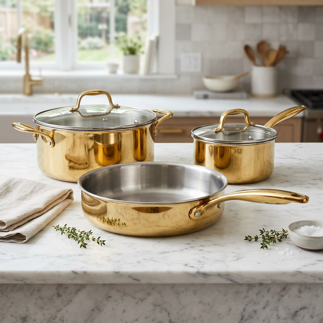 Conjunto Max Classic Antiaderente 22 Peças - Champagne Gold